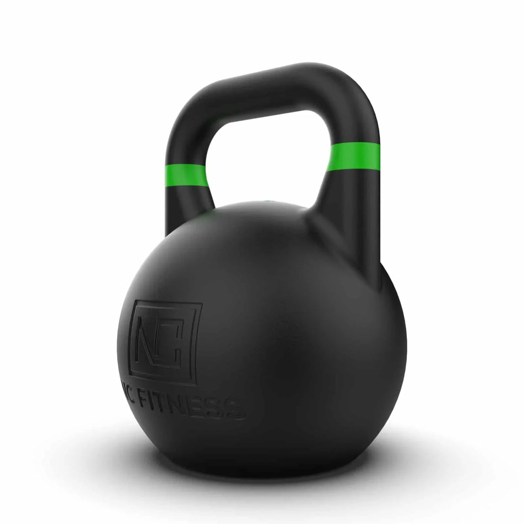 NC Fitness 24kg black competition kettlebell with green stripe