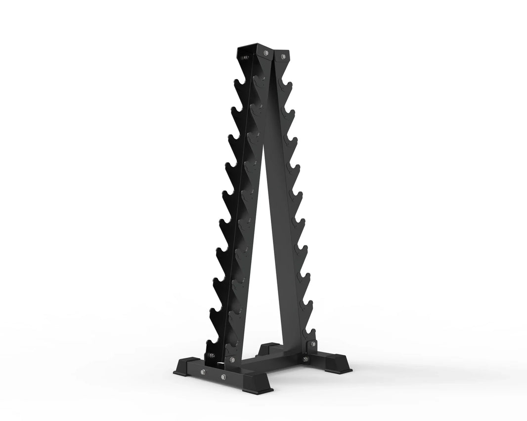 NC Fitness 1-10 Dumbbell Storage Rack Tree in black commercial gym steel.