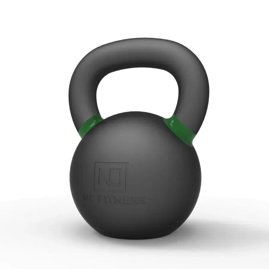NC Fitness black kettlebell with green accents