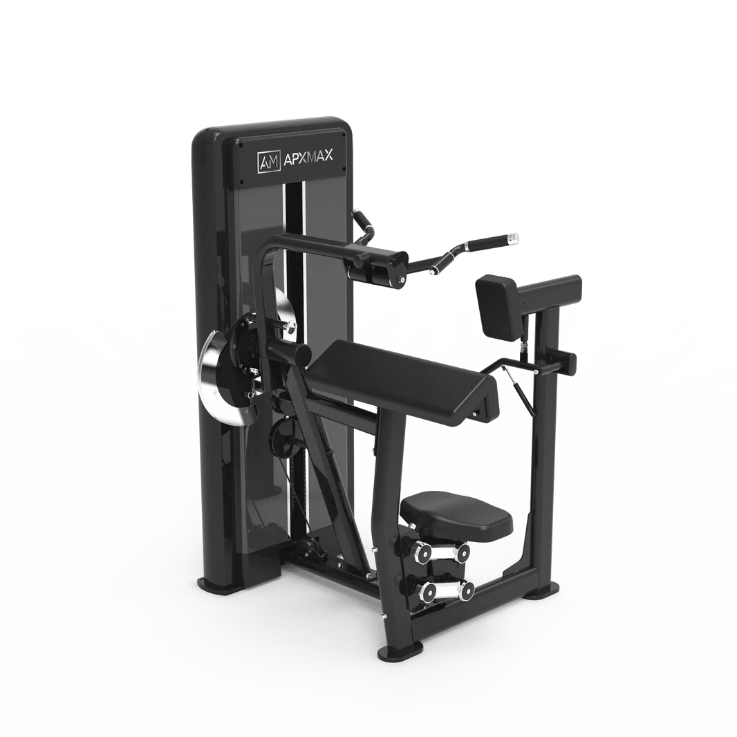 APXMAX commercial weight selectorised chest press machine for gym training.