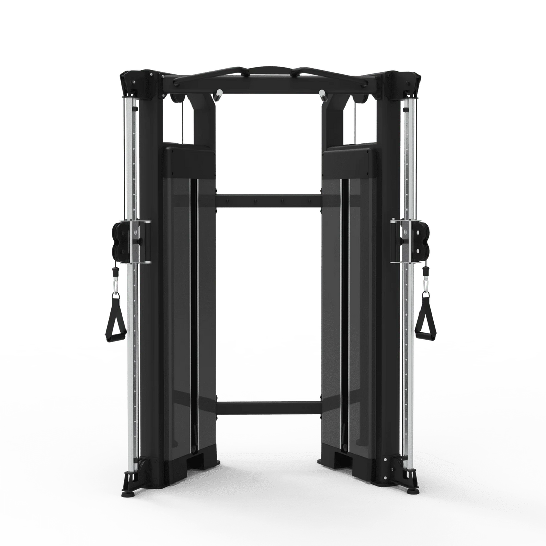 Commercial black dual adjustable pulley cable machine for gym strength training