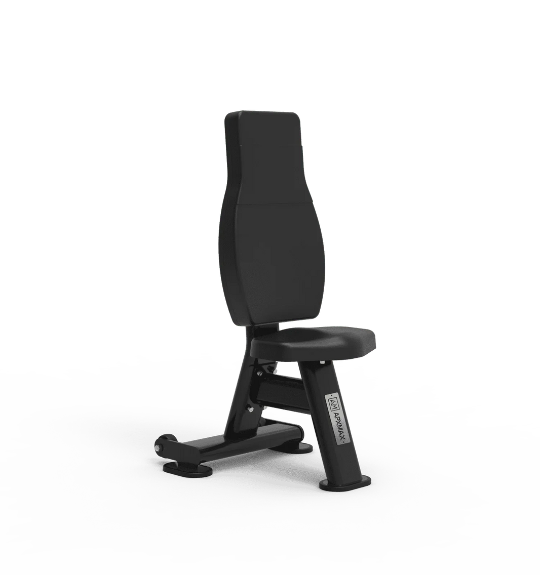 Black commercial gym preacher curl bench for strength training