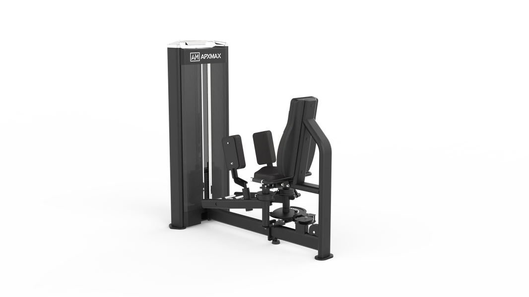 APXMAX commercial seated leg extension and curl gym machine in black.