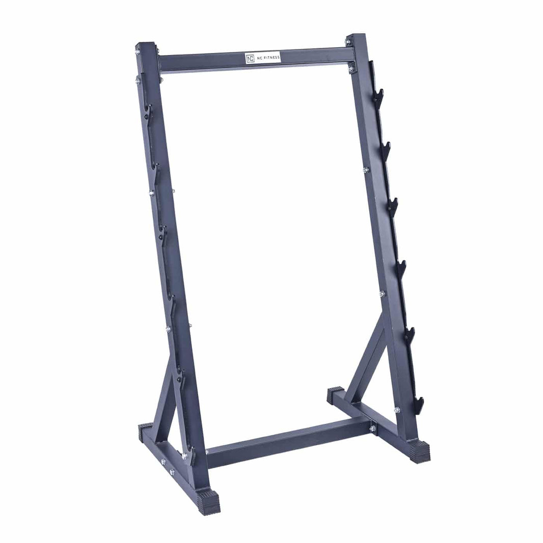 NC Fitness heavy duty commercial weight plate storage rack in matte black