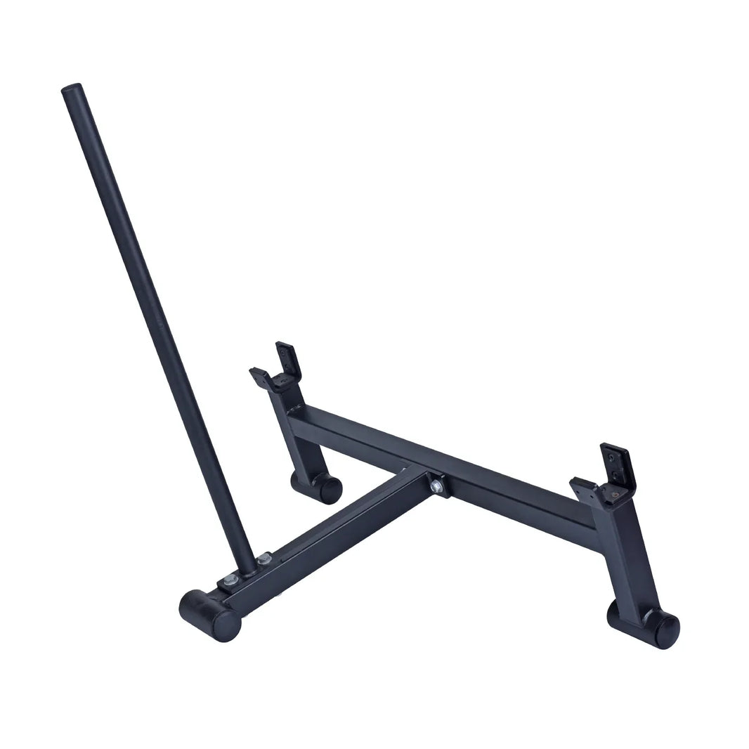 Black commercial barbell rack stand for weightlifting equipment.