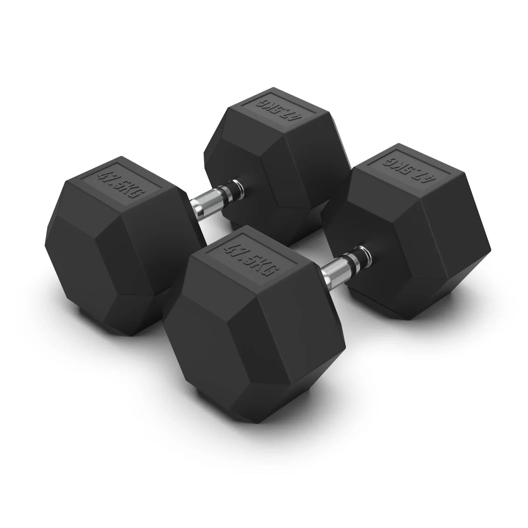 47.5KG Rubber Hex Dumbbell PAIR