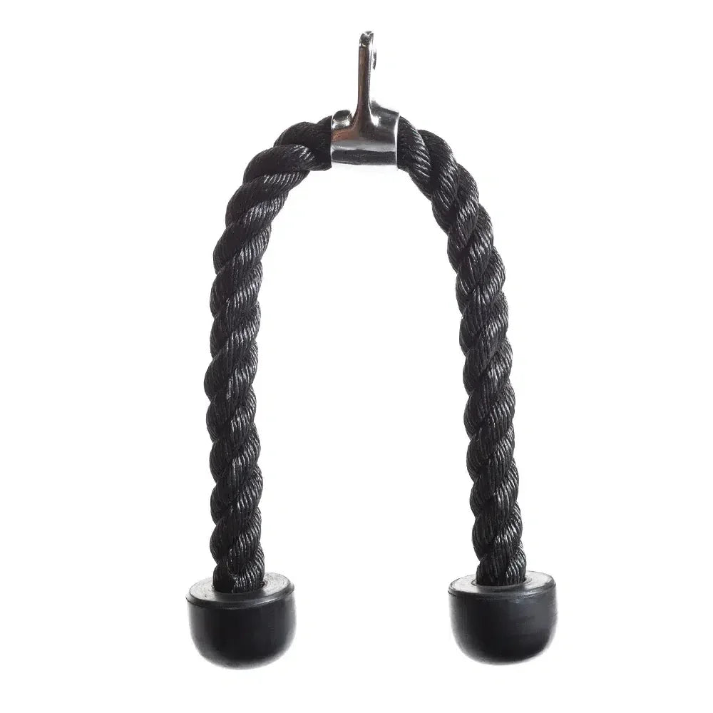 Black rope attachment for cable machine gym training