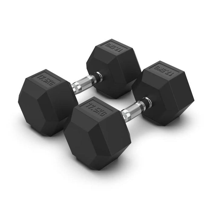 17.5KG Rubber Hex Dumbbell PAIR