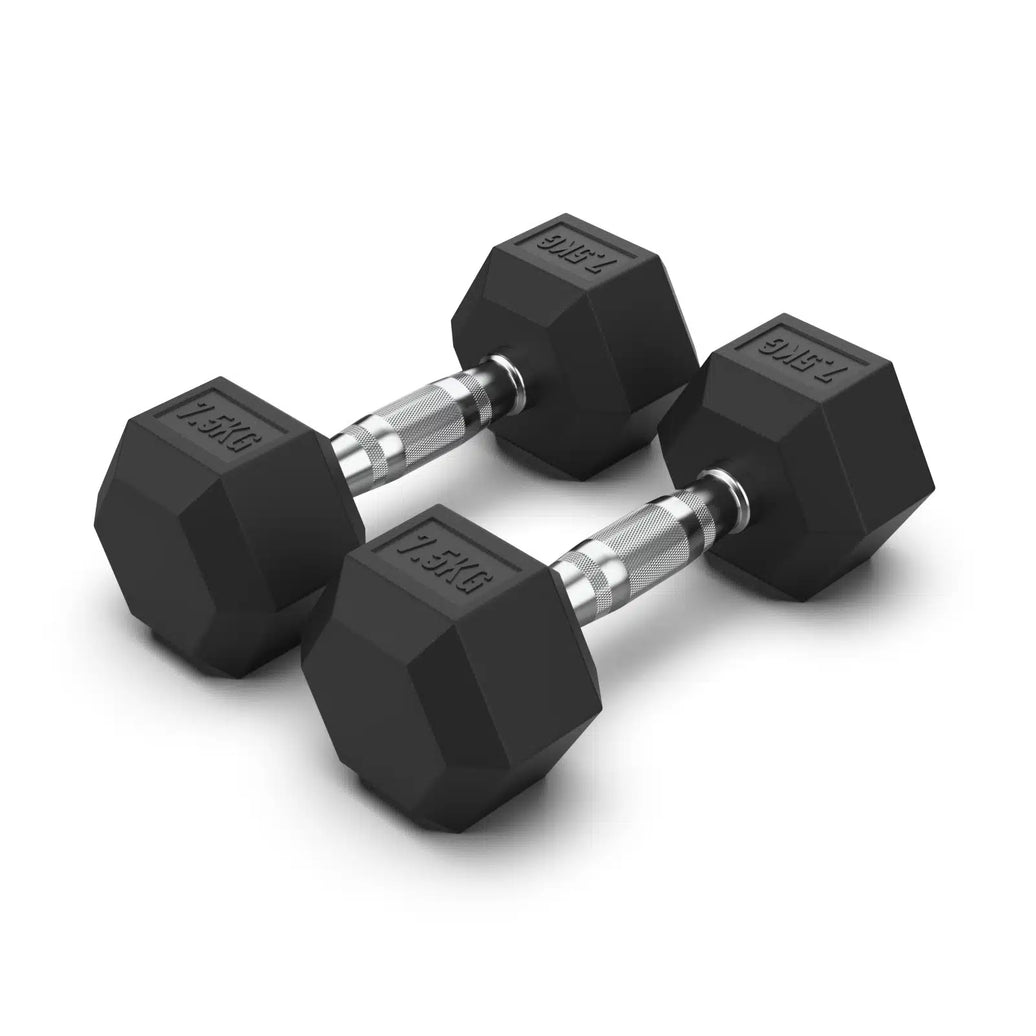 7.5KG Rubber Hex Dumbbell Pair