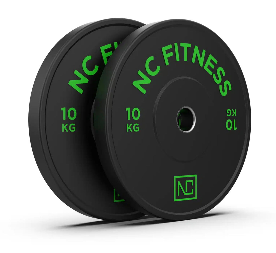 Bumper Plate 2 X 10kg Black Rubber with Colour Print