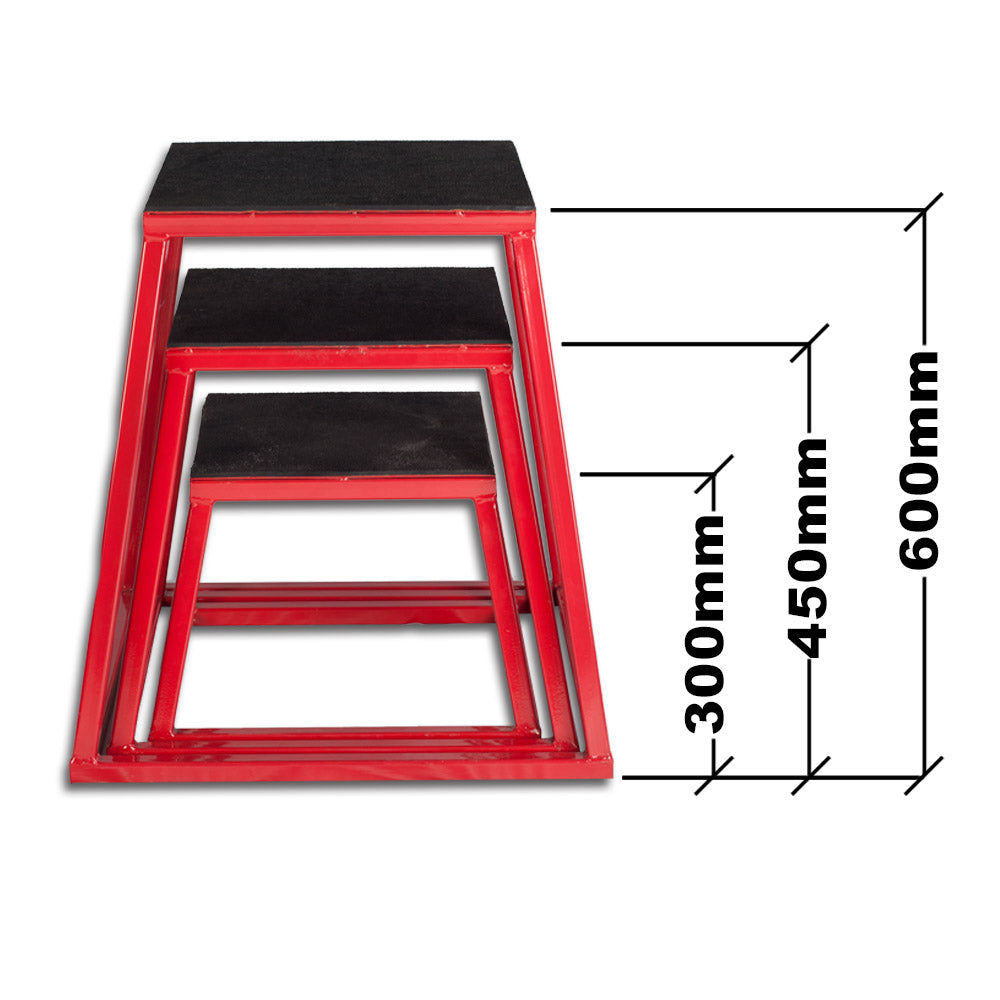 Plyometrics boxes x 3 (30, 45 & 60cm) Steel Set