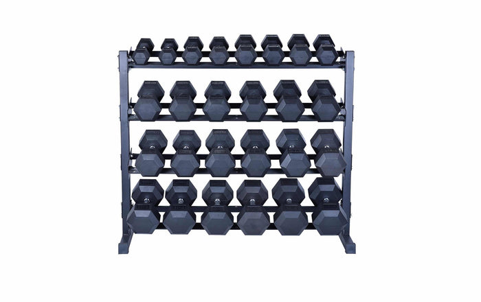 5-35 KG Rubber Hex Dumbbell Set (13 Pairs) With Stand