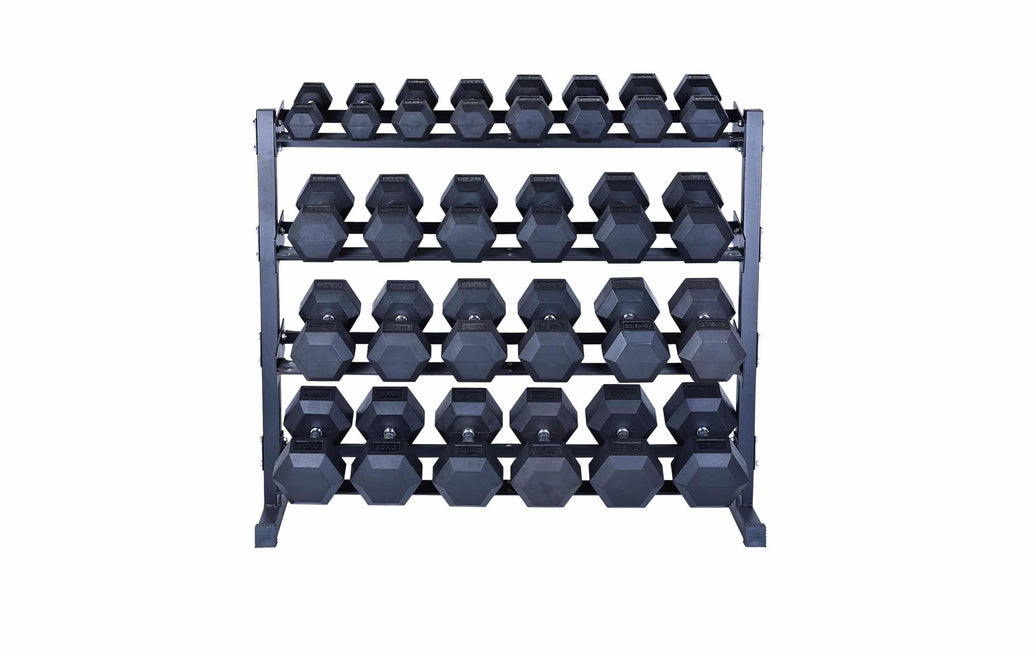 5-35 KG Rubber Hex Dumbbell Set (13 Pairs) With Stand