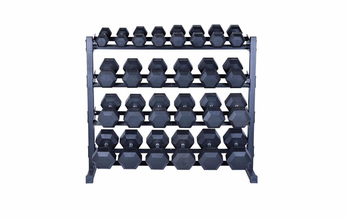 5-35 KG Rubber Hex Dumbbell Set (13 Pairs) With Stand