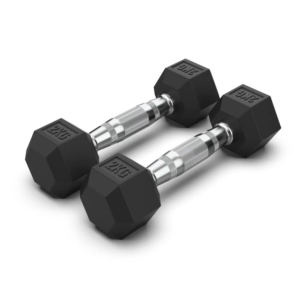 2KG Rubber Hex Dumbbell PAIR
