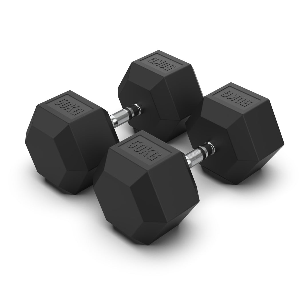 50KG Rubber Hex Dumbbell PAIR