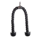 Black rope attachment for cable machine gym training