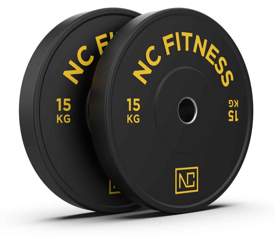 Bumper Plate 2 X 15kg Black Rubber with Colour Print
