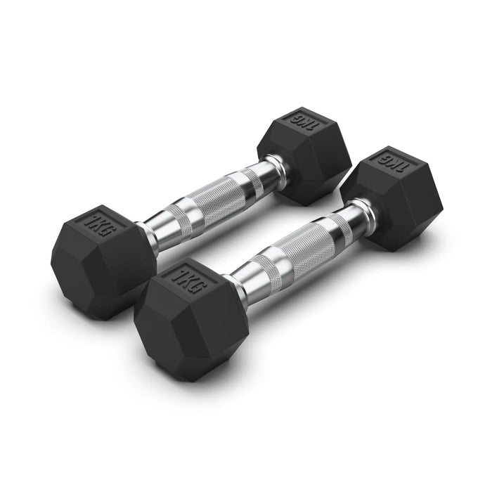 2KG Rubber Hex Dumbbell PAIR