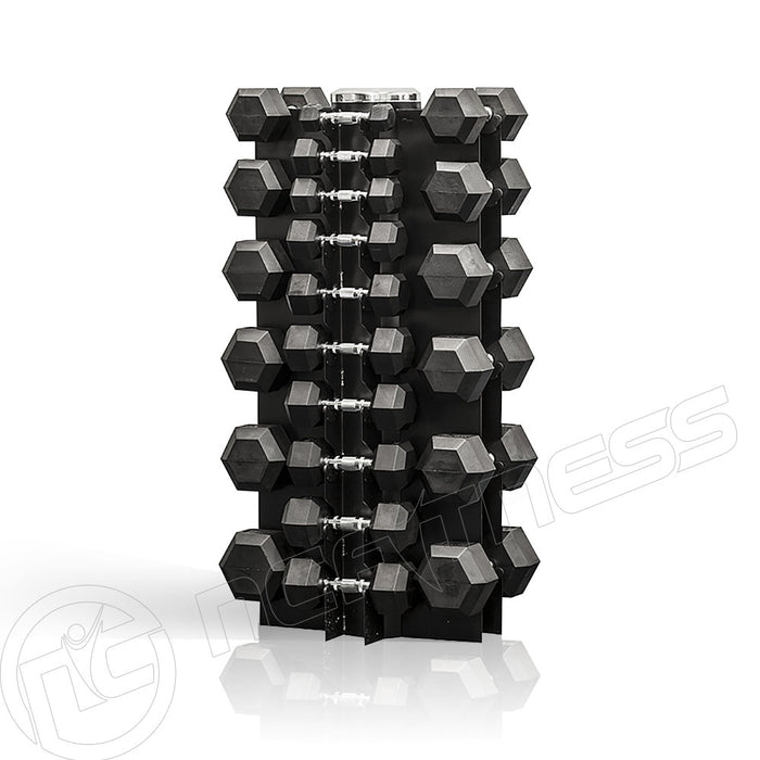 Rubber Hex Dumbbell 1-25Kg Set Including Stand