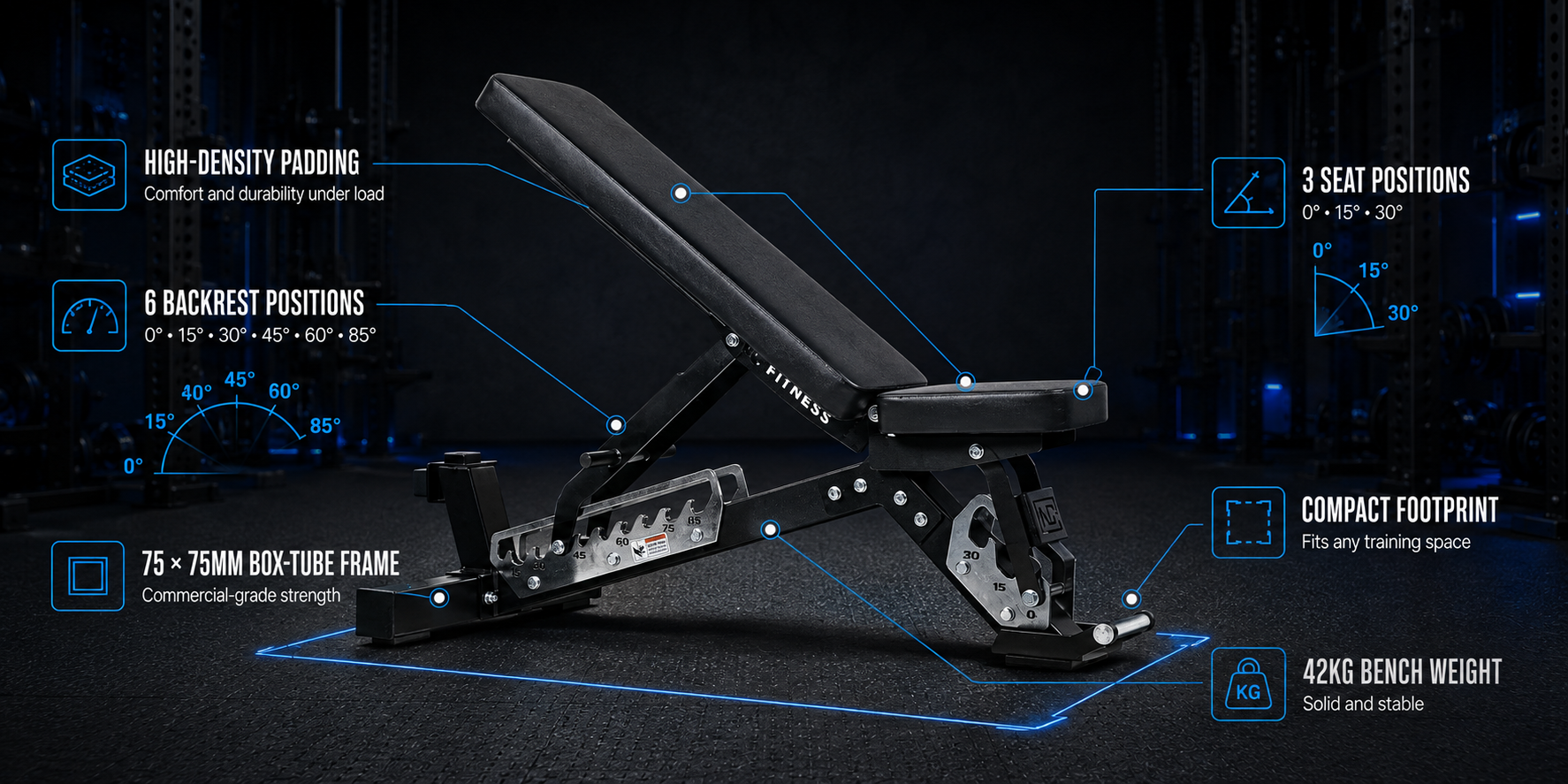 Pro FTI V2 Adjustable Bench - Commercial Weight Bench