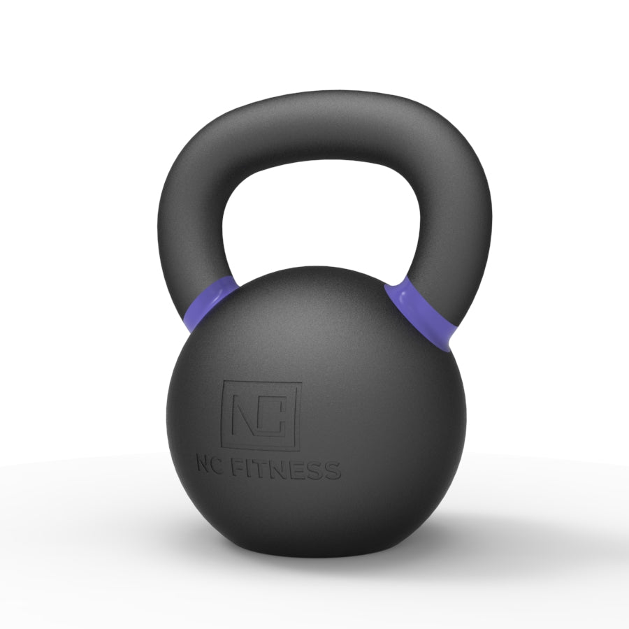 NC Fitness black kettlebell with purple accents for commercial gym training