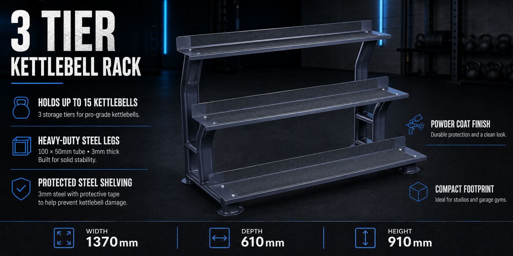 3 TIER KETTLEBELL RACK