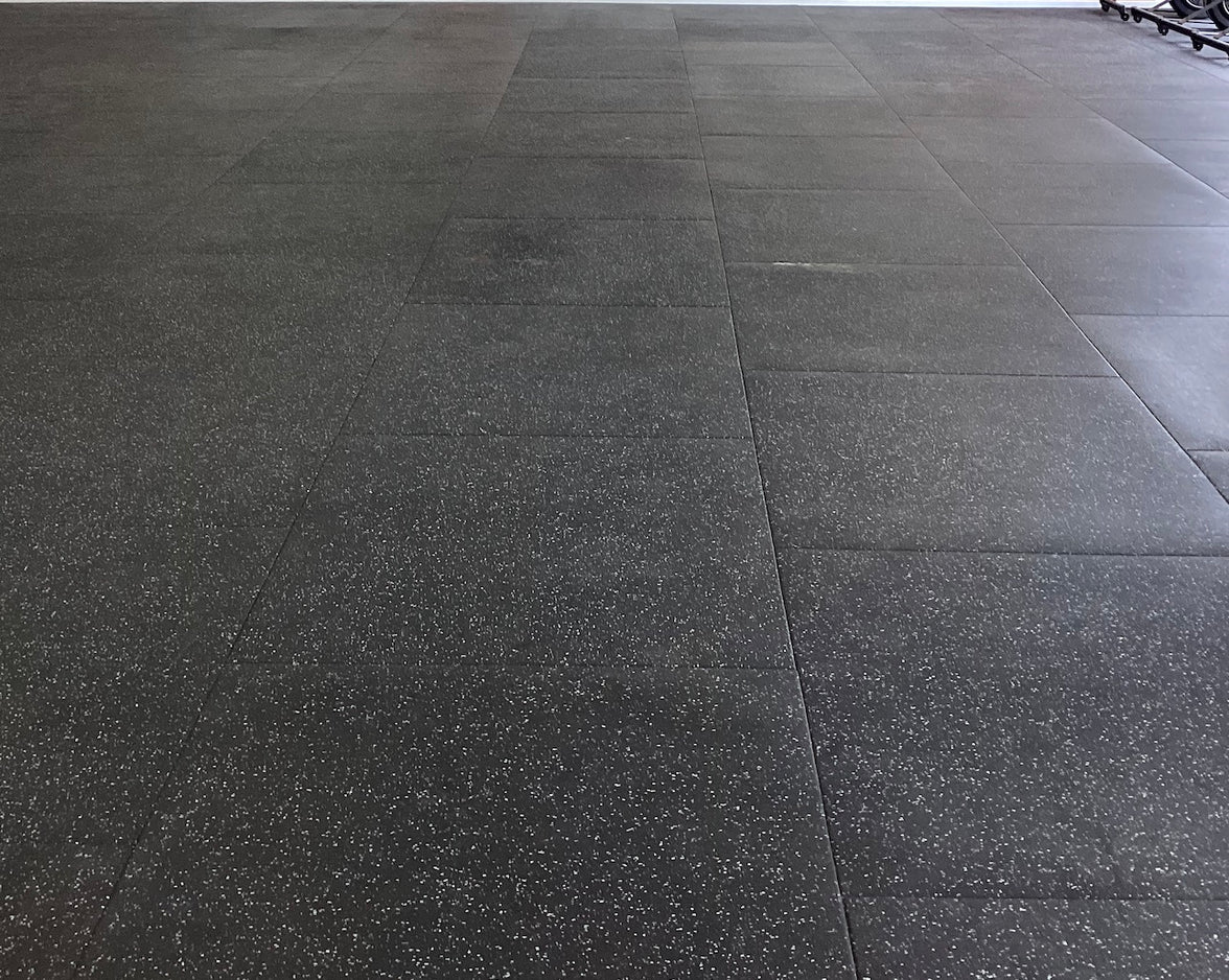 Premium Rubber Gym Mat - Black / Grey Fleck 1m x 1m x 15mm