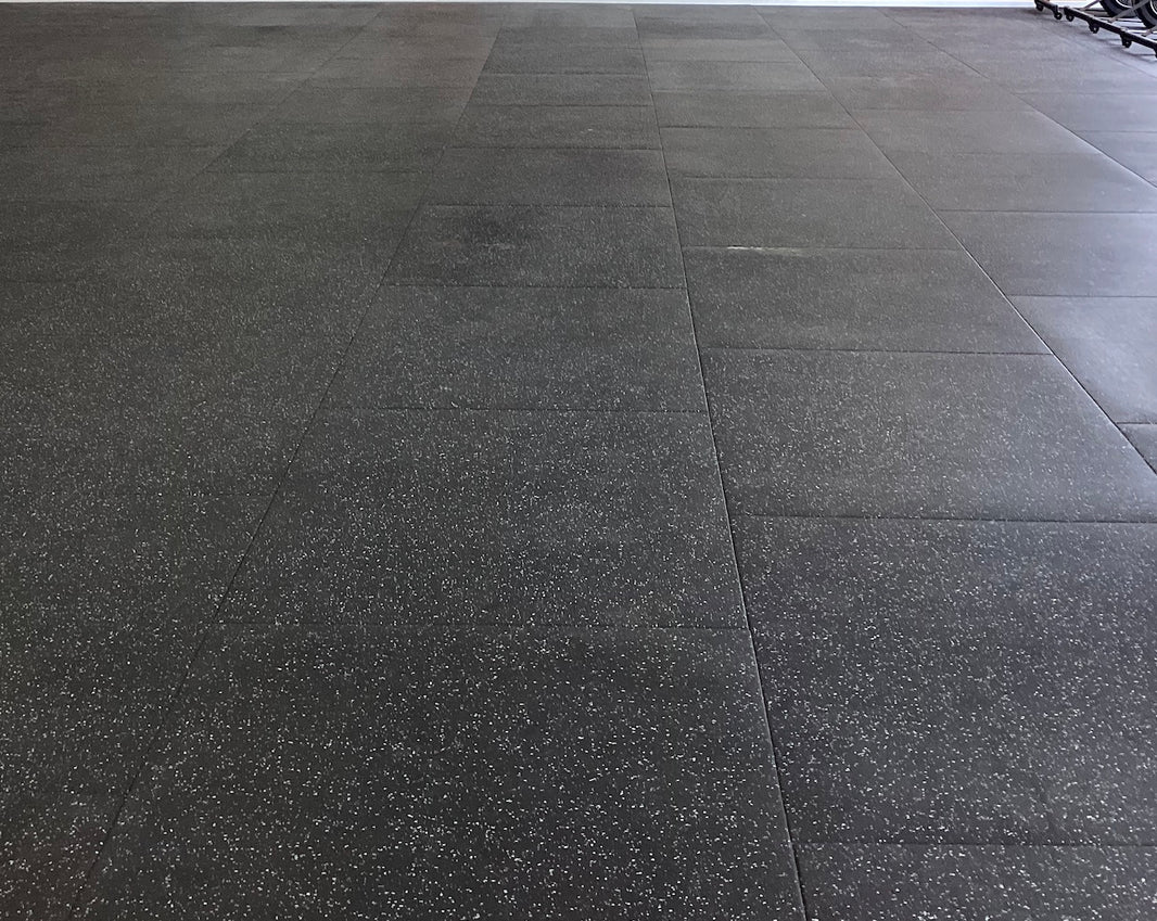 Premium Rubber Gym Mat - Black / Grey Fleck 1m x 1m x 15mm
