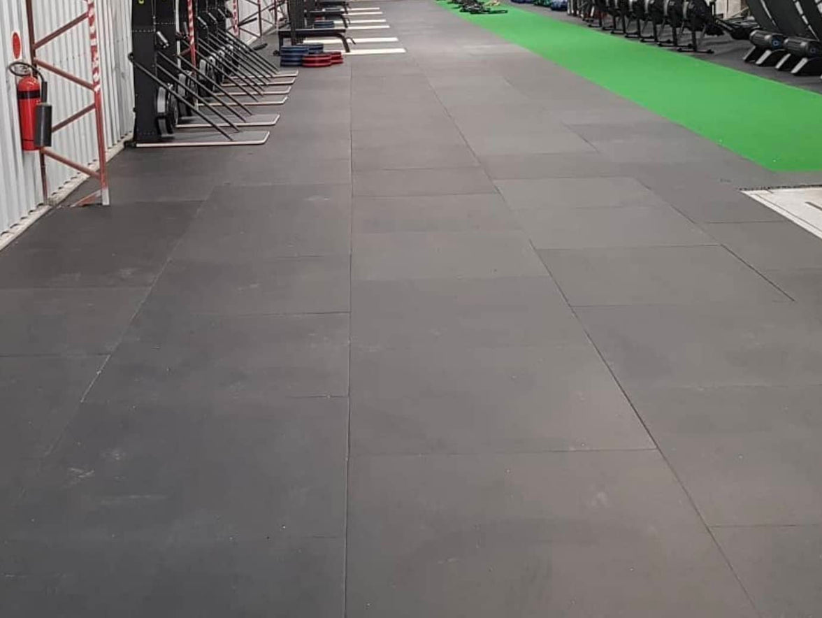 Premium Rubber Gym Mat - Black 1m x 1m x 15mm