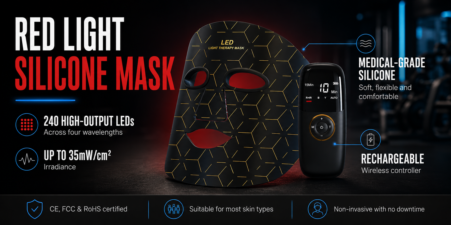 Red Light Silicone Mask