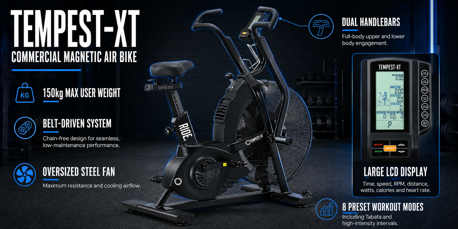 Tempest-XT Commercial Magnetic Air Bike