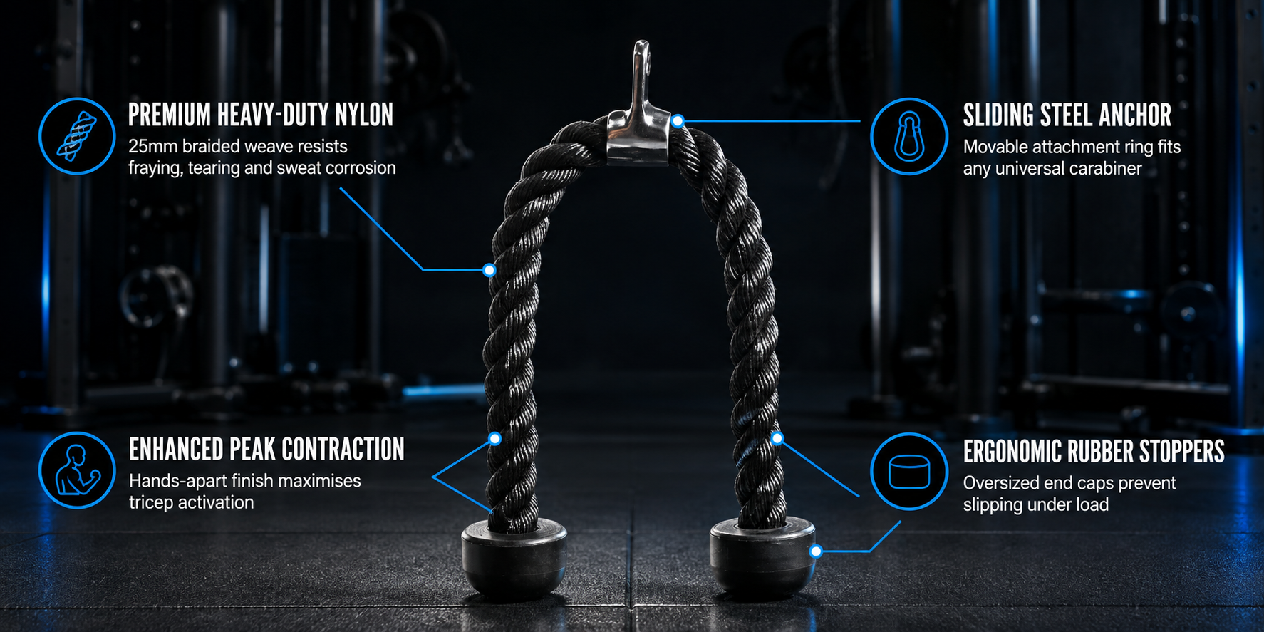Tricep Rope Double Cable Attachment