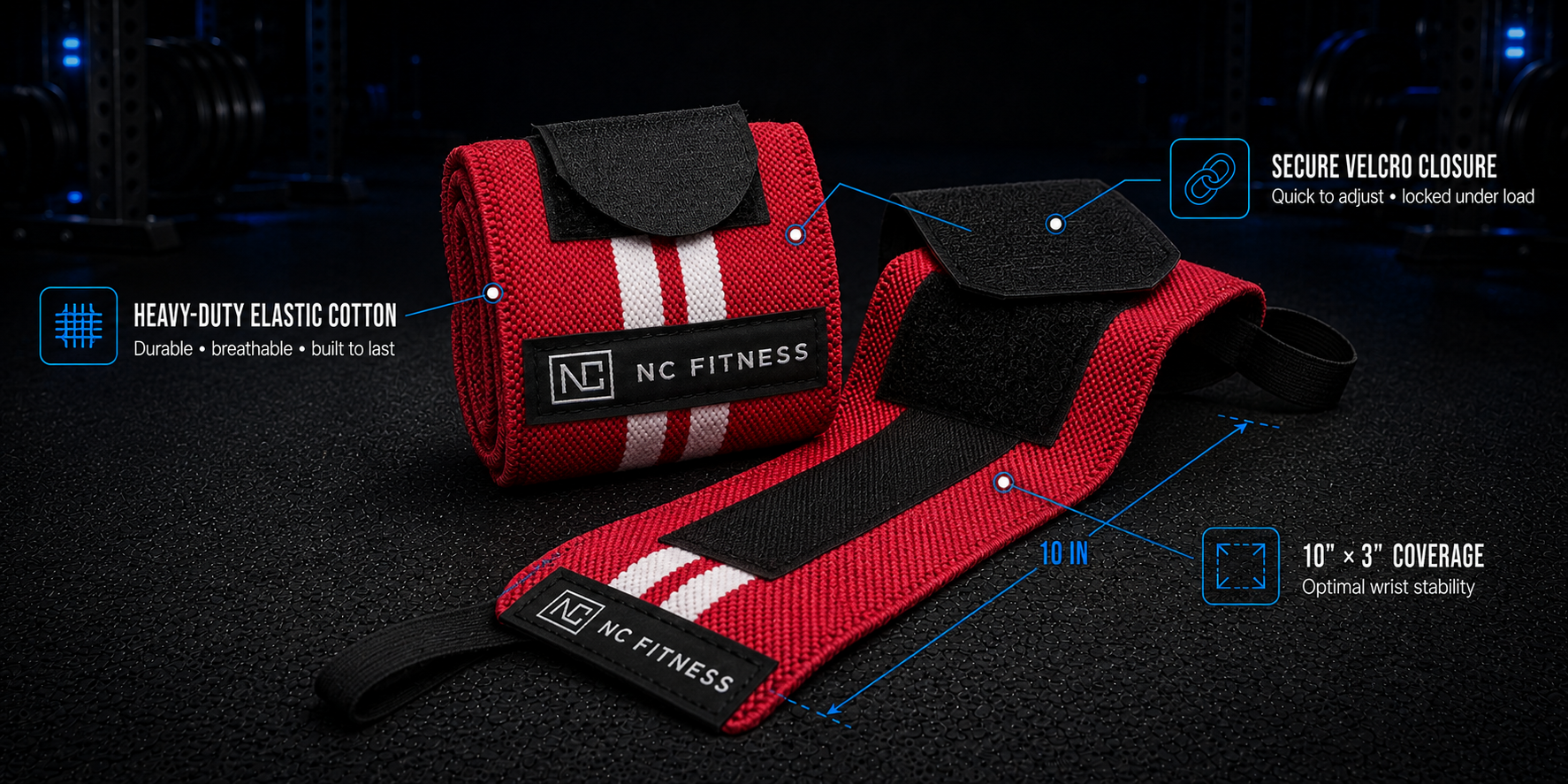 Heavy Duty Weightlifting Elastic Wrist Straps